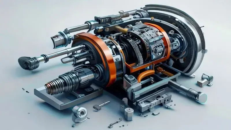 Ilustração conceitual do processo de abertura da carcaça do motor do aspirador de pó com ferramentas