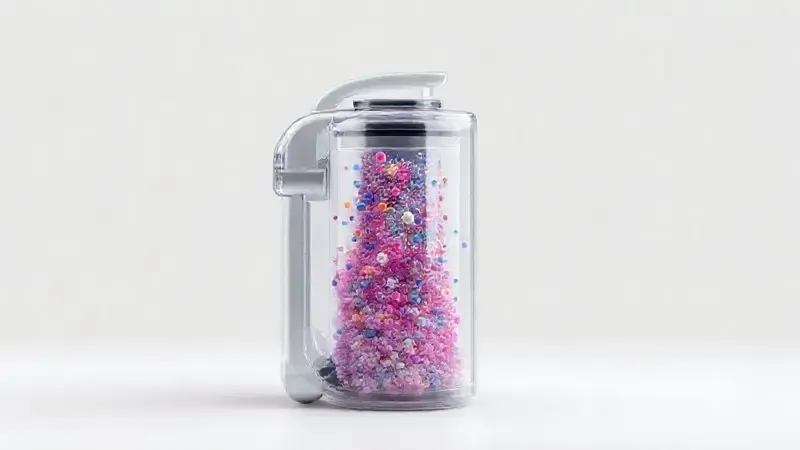 Ilustração conceitual do interior de um aspirador de pó, mostrando sua grande capacidade de armazenamento e design moderno e funcional.