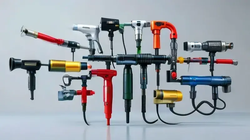 Diferentes tipos de bicos e extensões elétricas para otimizar lavadoras de alta pressão