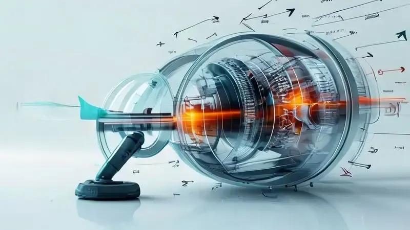 Ilustração conceitual do funcionamento interno de um aspirador de pó com fluxo de ar e pressão negativa.