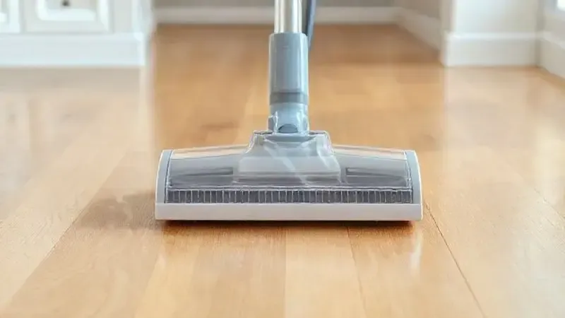 Ilustração conceitual de um bocal de aspirador de pó com rodas macias, ideal para escolher um modelo que não risca o piso de madeira.