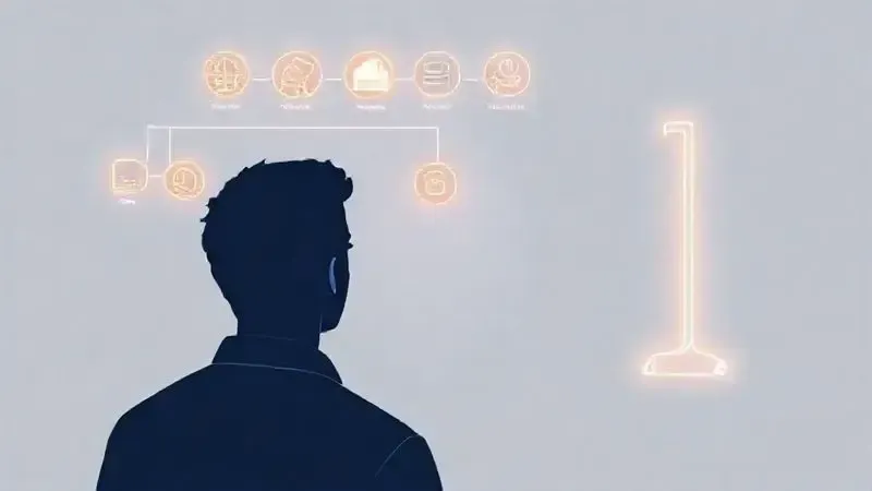 Ilustração conceitual de uma pessoa analisando ícones de potência, acessórios e bocais para decidir como escolher o aspirador ideal.