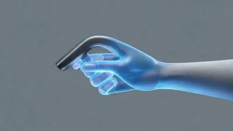 Ilustração conceitual do design ergonômico e da qualidade de construção de um aspirador de pó vertical moderno e sem marca.
