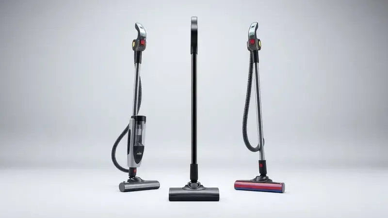 Ilustração conceitual de comparação entre dois modelos de aspirador vertical em design moderno