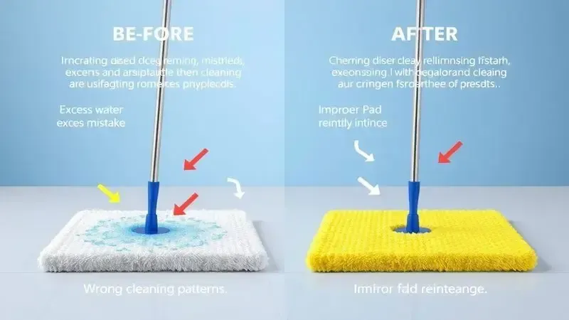 Comparação visual de erros e acertos ao usar função de passar pano em robô aspirador 3 em 1.