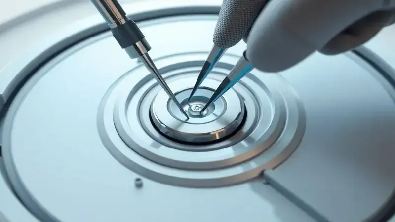 Cena conceitual mostrando a limpeza precisa de sensores e contatos de carregamento de robô aspirador