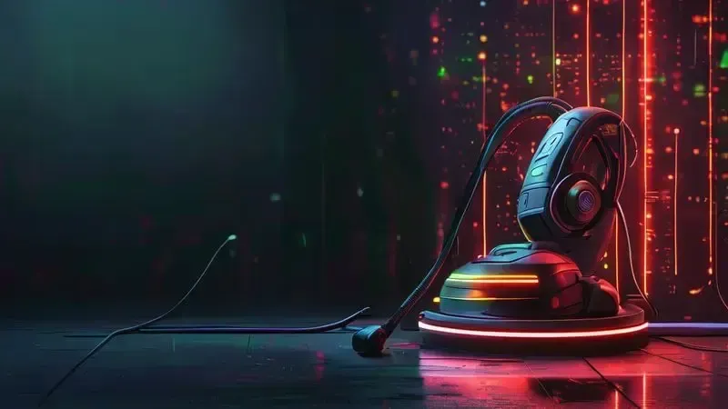 Ilustração conceitual de padrões de luzes LED e cores indicadoras de carga em robô aspirador