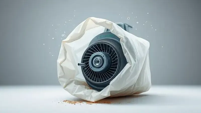 Ilustração artística mostrando conceito de proteção do motor do aspirador por meio de saco filtro