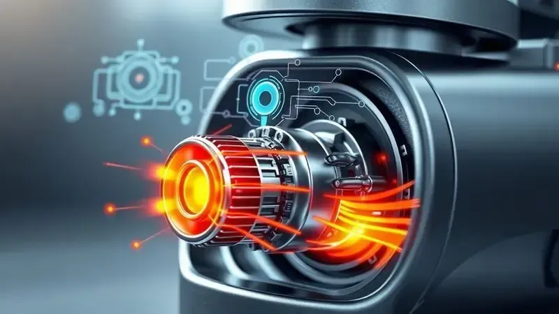 Sensor de proteção térmica em aspirador de pó mostrando dissipação de calor e componentes de segurança