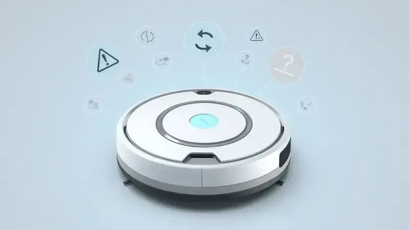 Sinais visuais de problemas no robô aspirador que indicam necessidade de reset