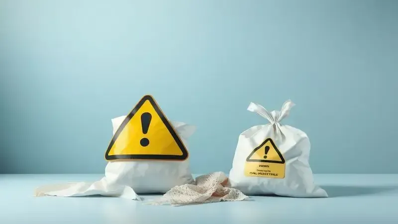 Alerta visual sobre tecidos sensíveis que não devem ser guardados em sacos a vácuo